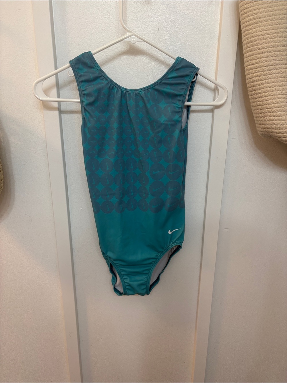 Nike Teal Geometric-Print gymnastics leotard
